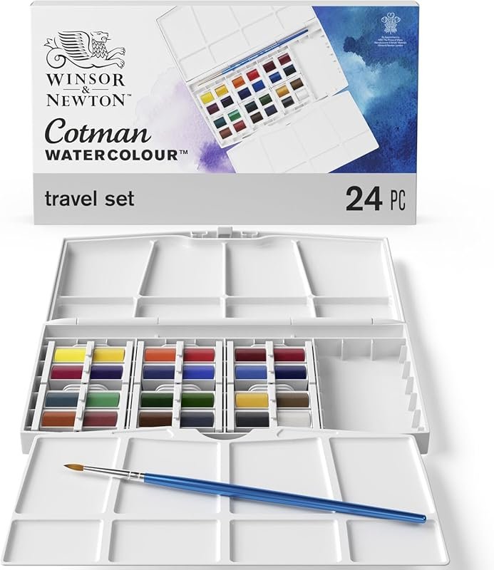 Winsor & Newton Cotman Watercolor Paint Studio Set: A 24 Half Pan Coll