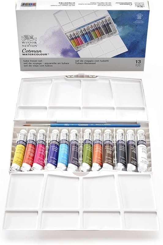Winsor & Newton Cotman Watercolor Paint Set: 12 Colors in Tubes with a