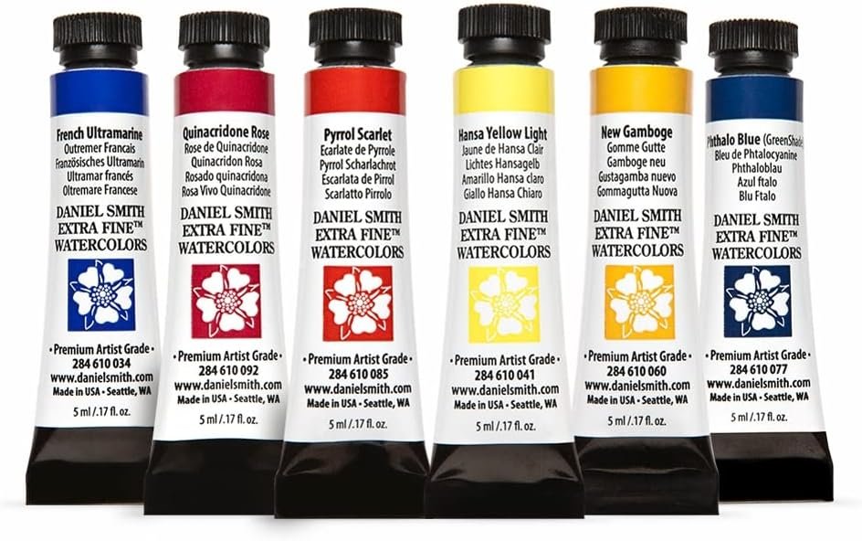 DANIEL SMITH Extra Fine Essentials Watercolor: 6 Tubes, 5ml, Professio