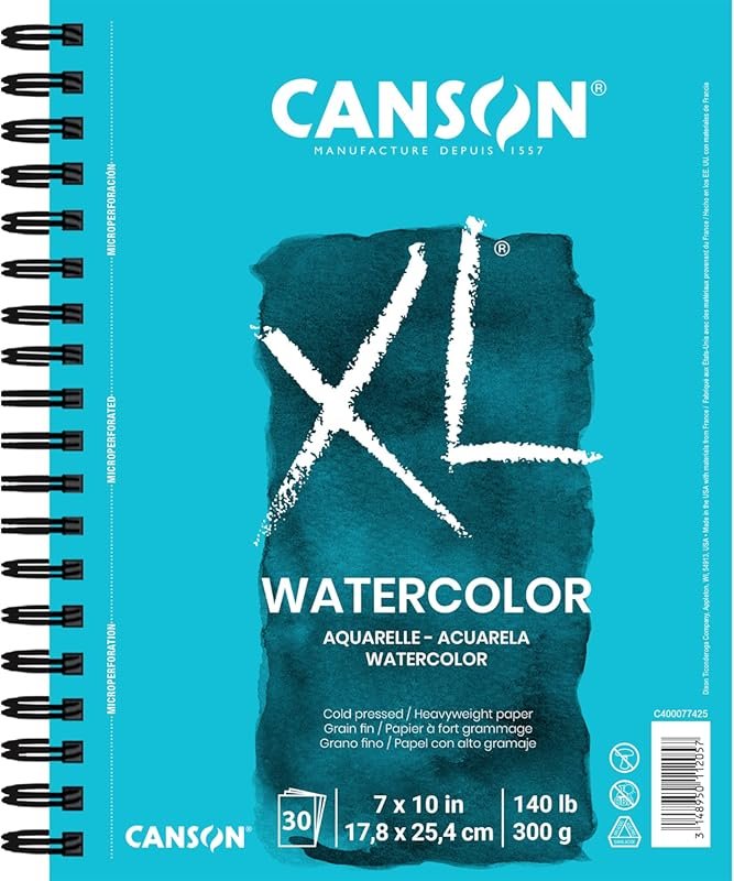 Canson XL Series Watercolor Paper, Wirebound Pad, 7x10 inches, 30 Shee