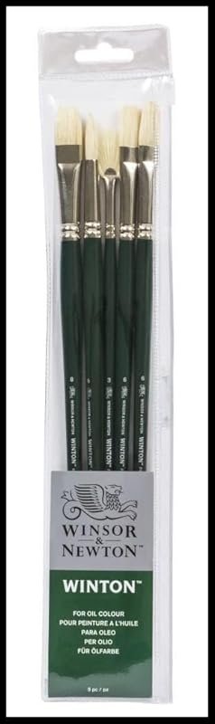 Winsor & Newton Winton 5-Piece Long Handle Oil Paint Brush Set. Featur