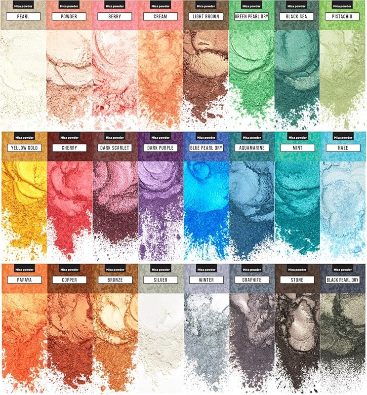 Mica Powder for Resin – 24 Colors for Nails, Soap, and Crafts