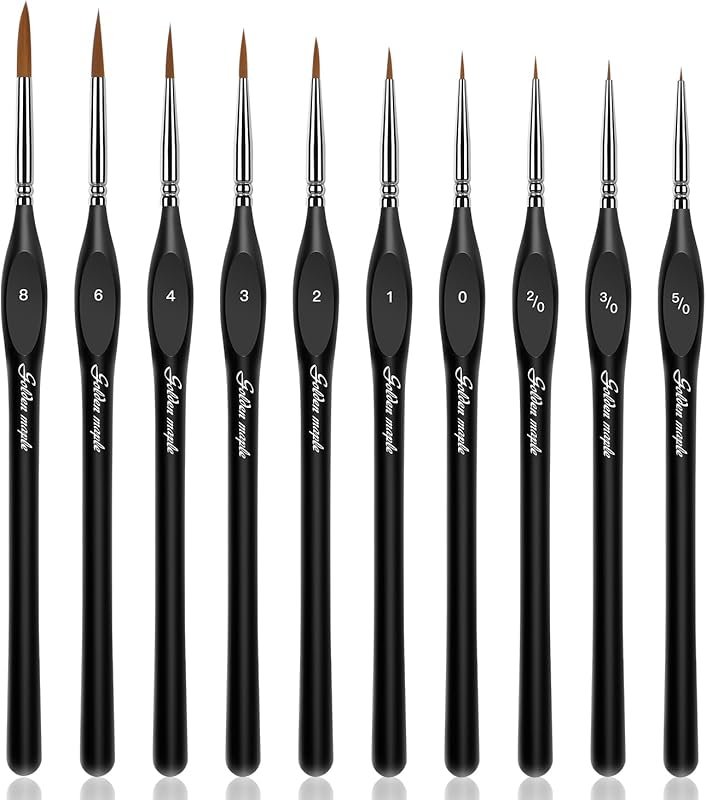 This 10-piece set of miniature detail brushes is perfect for acrylic p