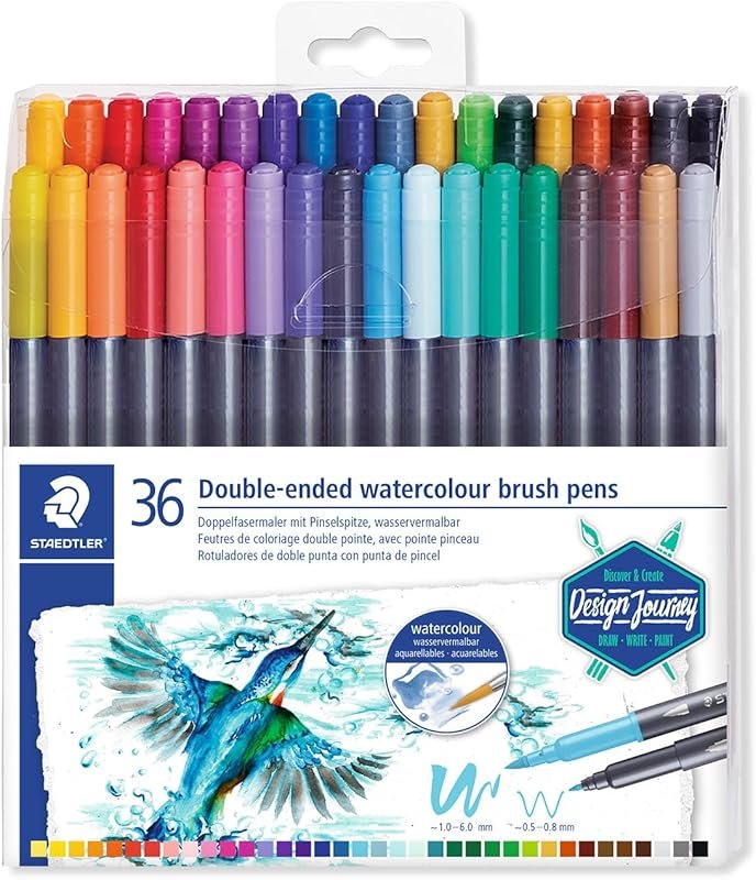 Staedtler Double-Ended Watercolour Brush Pens, Ideal for Fine Art Appl