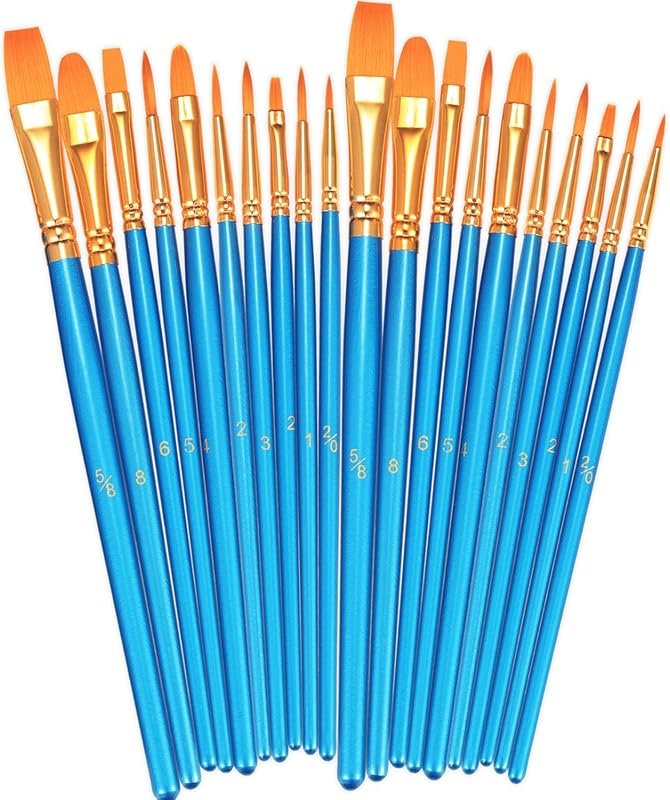 BOSOBO 40-Piece Nylon Hair Artist Paint Brushes for Acrylic, Oil, Wate