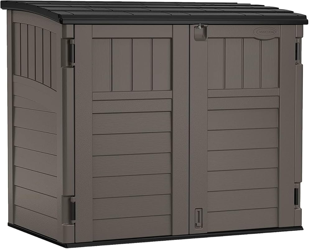 Suncast 4x2.5 Ft Stoney Grey Horizontal Resin Outdoor Storage Shed wit