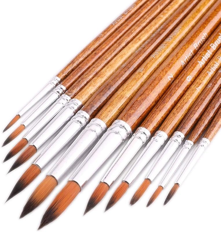 Artist Watercolor Paint Brushes, Round Pointed Tip Paint Brushes Set, 