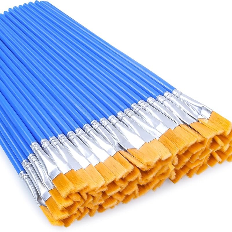 50-Pack Small Flat Paint Brushes for Crafts, Epoxy Resin, Acrylic, and