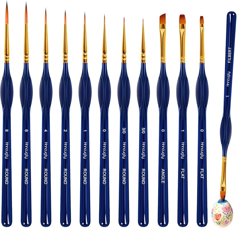 12-Piece Miniature Paint Brush Set for Acrylic, Oil, and Watercolor De