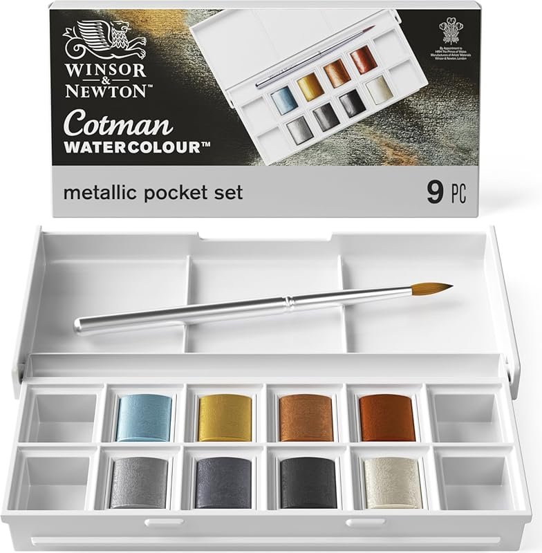 Best Metallic Watercolor Pan Paint Set with Brush for Artists and Stud