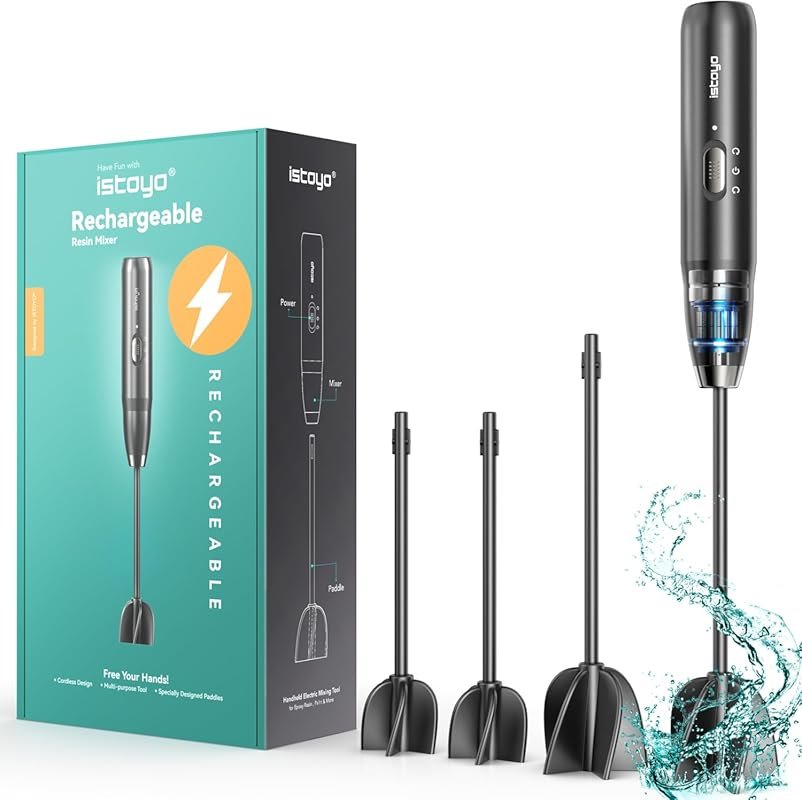 ISTOYO Rechargeable Resin Mixer: Saves Your Wrist, 4 Paddles for Molds