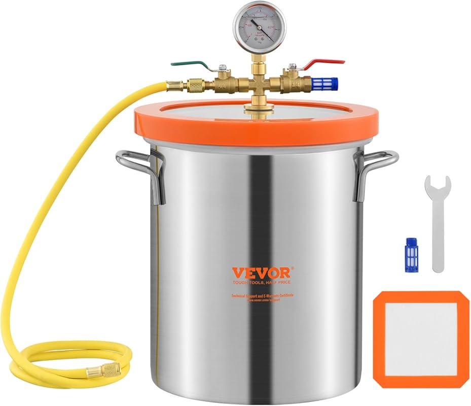 VEVOR 5 Gallon Stainless Steel Vacuum Chamber with Glass Lid for Resin