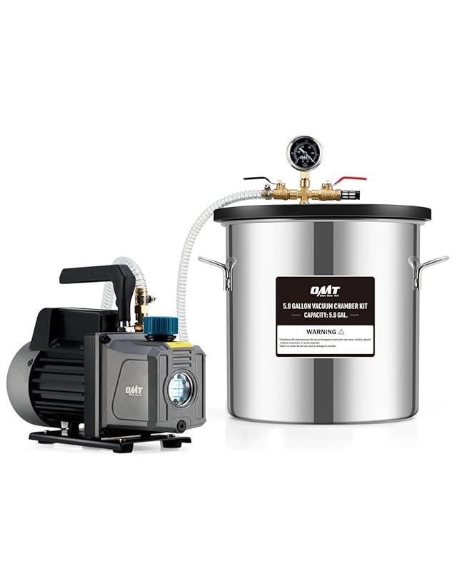 Orion Motor Tech 5 Gallon Vacuum Chamber Kit with Pump and Glass Lid f