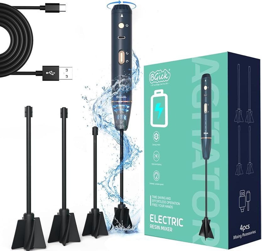 Upgraded Handheld Rechargeable Epoxy Resin Mixer – Minimizes Bubbles w