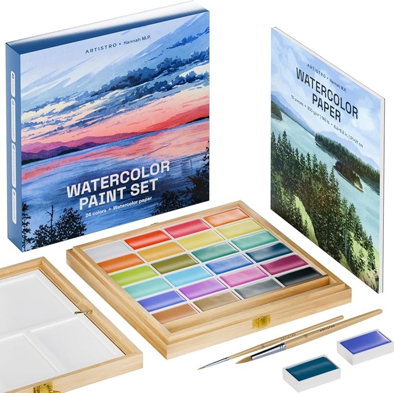 ARTISTRO x HANNAH M.P Professional Watercolor Paint Set: 24 XL Colors,
