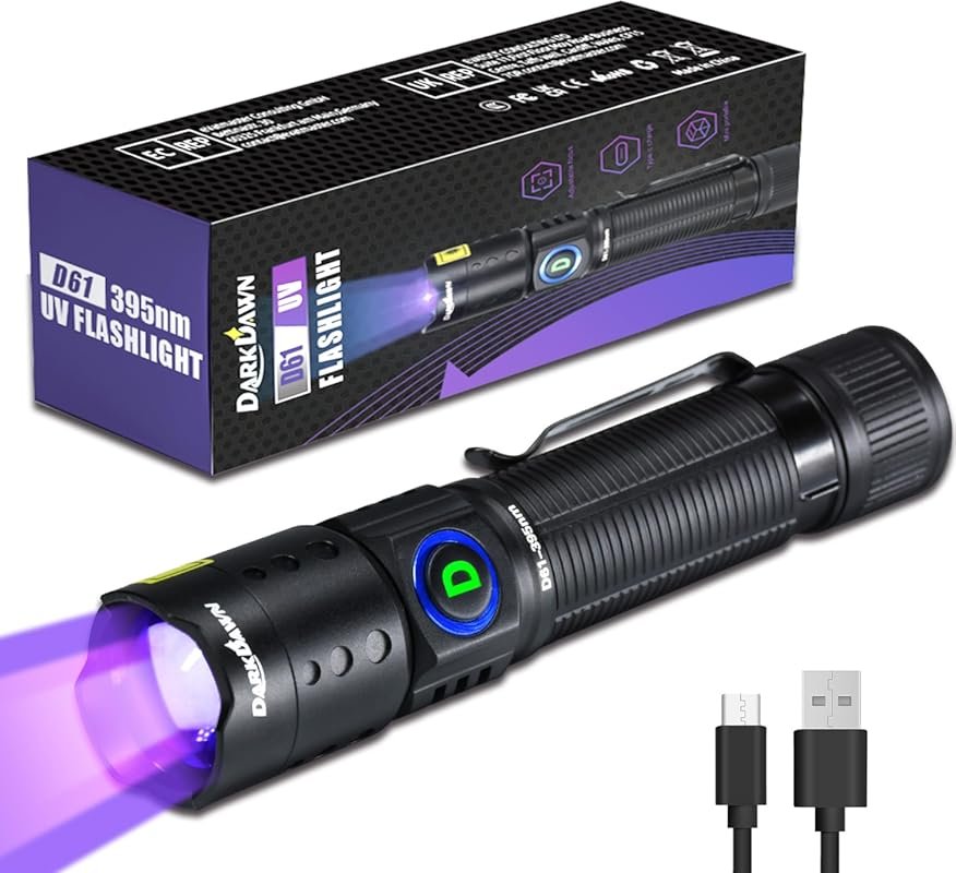 Best Mini Portable USB Rechargeable 395nm UV Flashlight, Ideal for Res