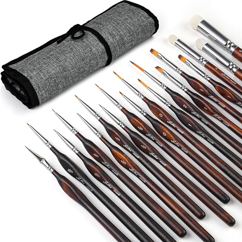 Golden Maple 18-Piece Miniature Paint Brush Set for Fine Detail Acryli