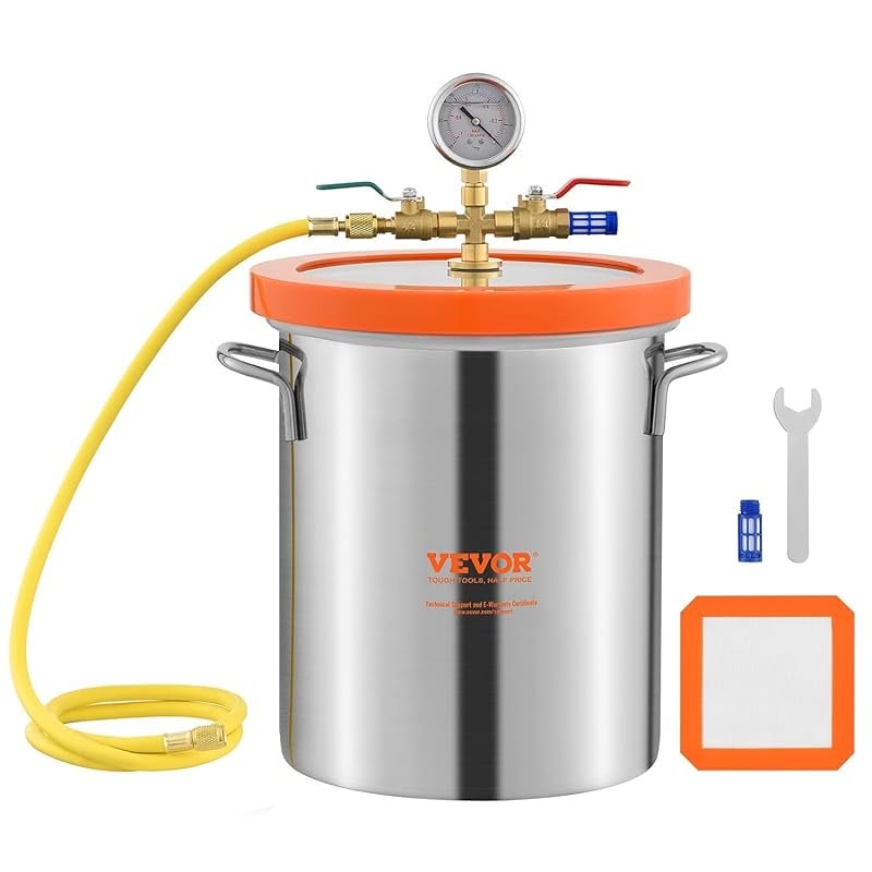 VEVOR 3 Gallon Stainless Steel Vacuum Chamber with Glass Lid for Resin
