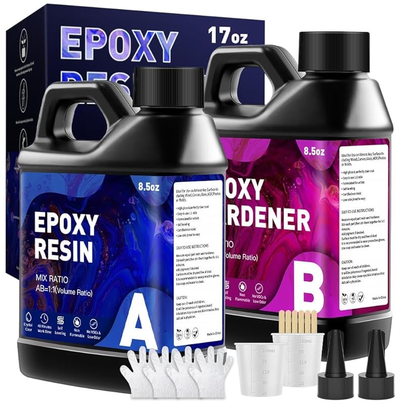 Crystal Clear Self-Leveling Epoxy Resin Starter Kit for Beginners: Non