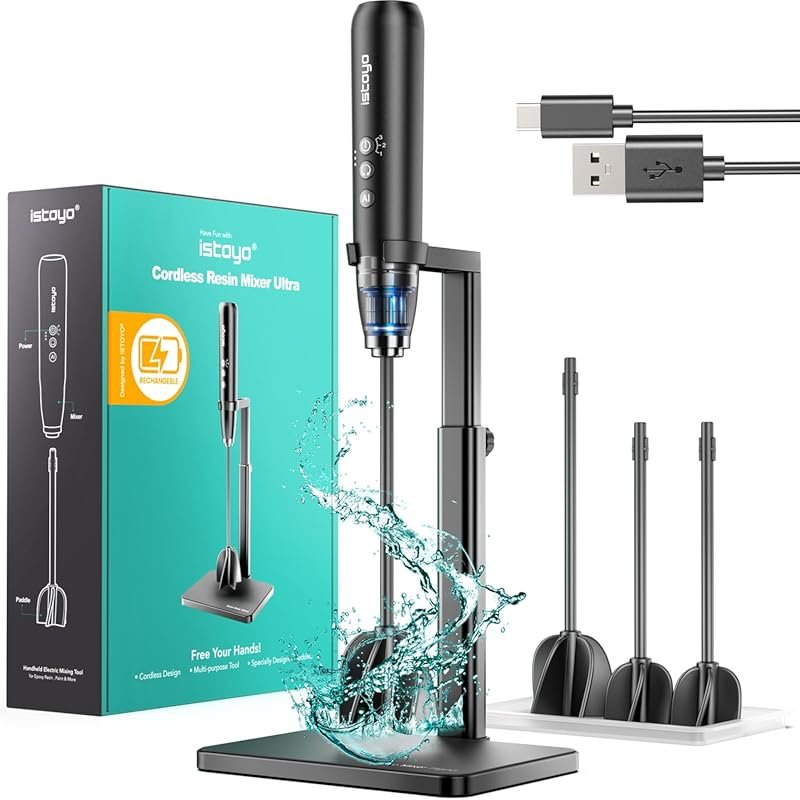 Rechargeable Epoxy Resin Mixer with 3 Speeds and AI Mode for Smooth Mi