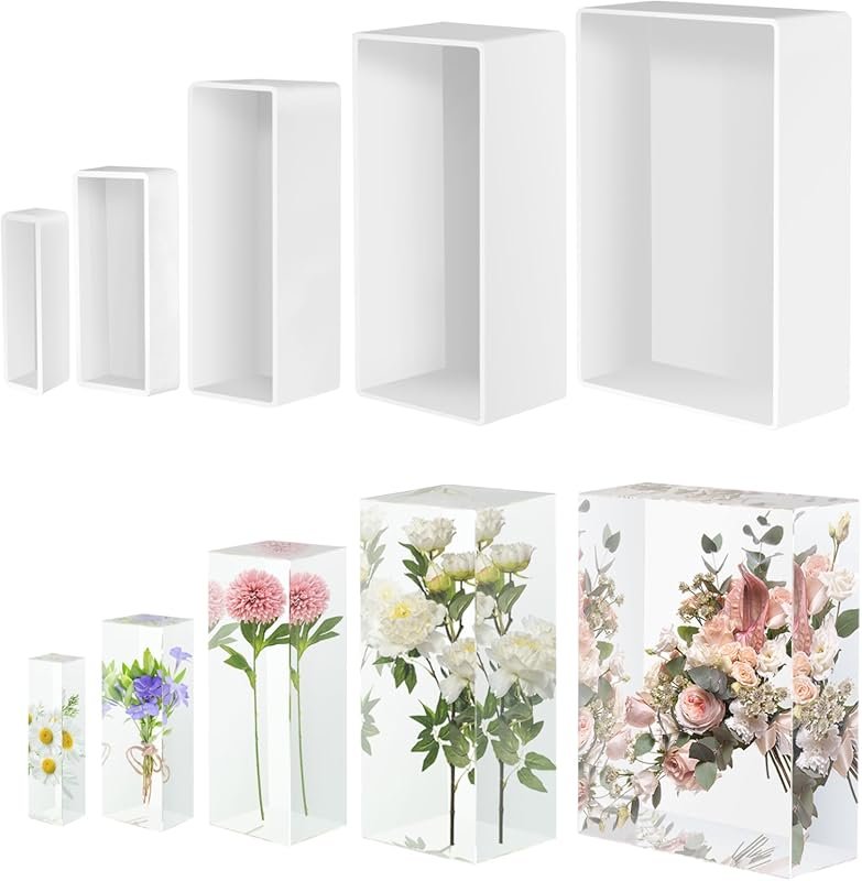 Large Resin Molds, Rectangle Silicone Molds for Epoxy Resin, 5 PCS Cub