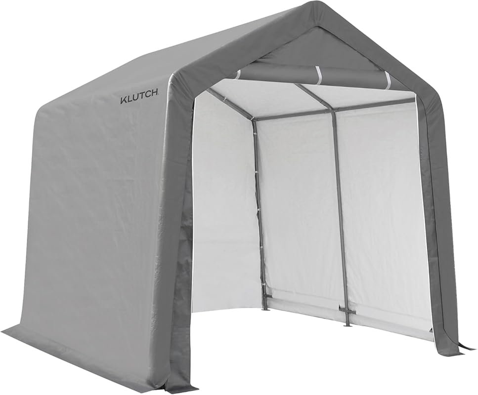 Klutch 10ft. x 10ft. x 9.6ft. Portable Shed, Gray, Model# QP