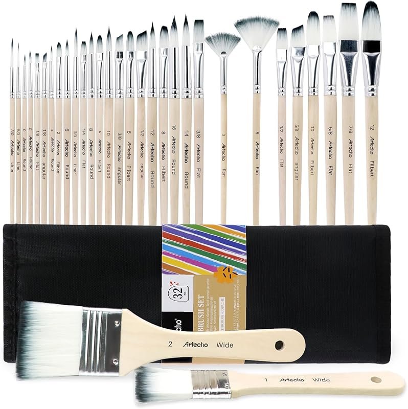This 32-piece set of paint brushes is designed specifically for acryli