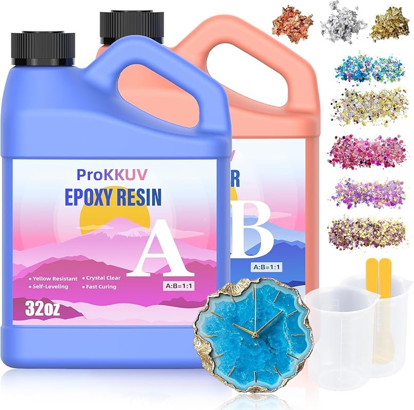 Crystal Clear Epoxy Resin Kit for Beginner DIY Crafts: UV Resistant, F