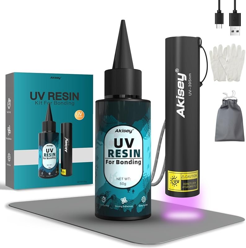 50g UV Resin Kit with Rechargeable Light: Fast Curing for Jewelry Maki