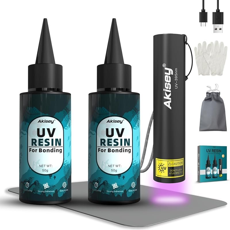 UV Resin Kit with Light, 100g UV Resin with Rechargeable 395NM UV Flas