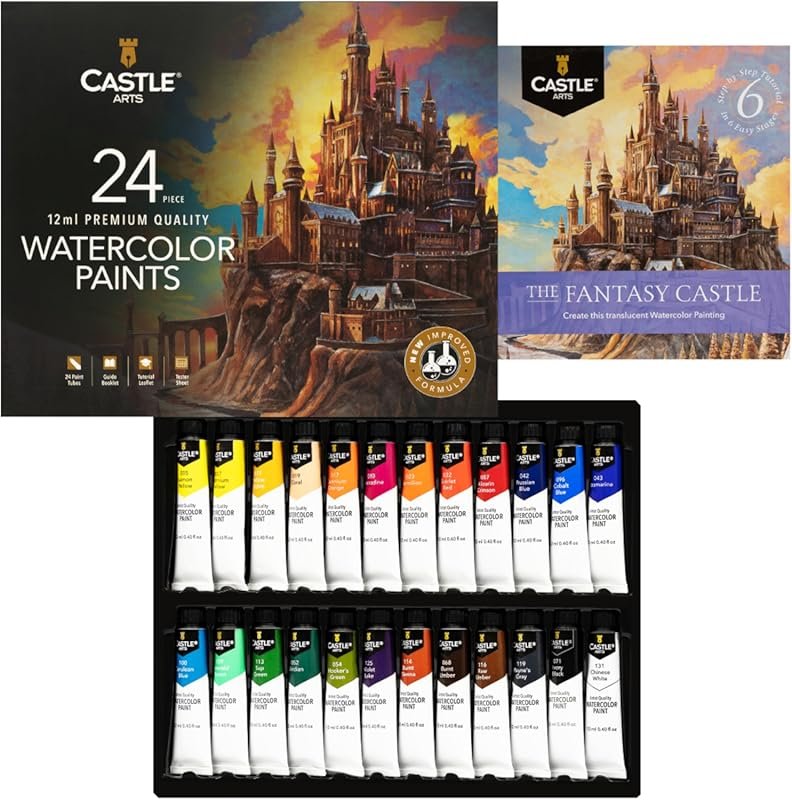 Castle Art Supplies Professional Watercolor Set: 24 x 12ml Tubes, New 
