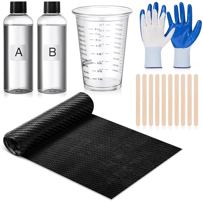 Carbon Fiber Repair Kit: Sheets, Epoxy Resin, Hardener for Car, Bike,