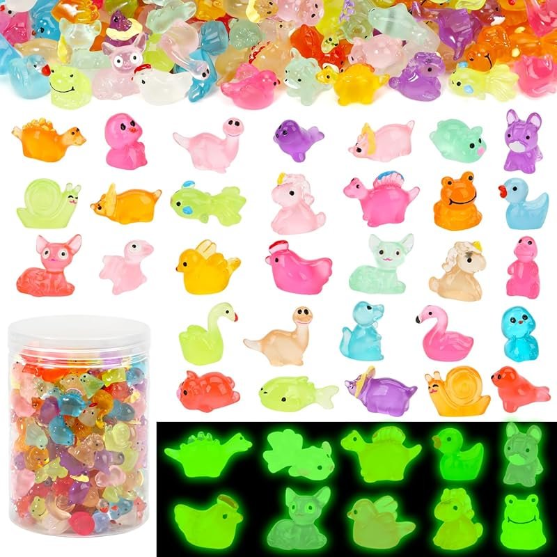 Luminous Mini Resin Animal Figurines, Including Ducks, for Miniature L
