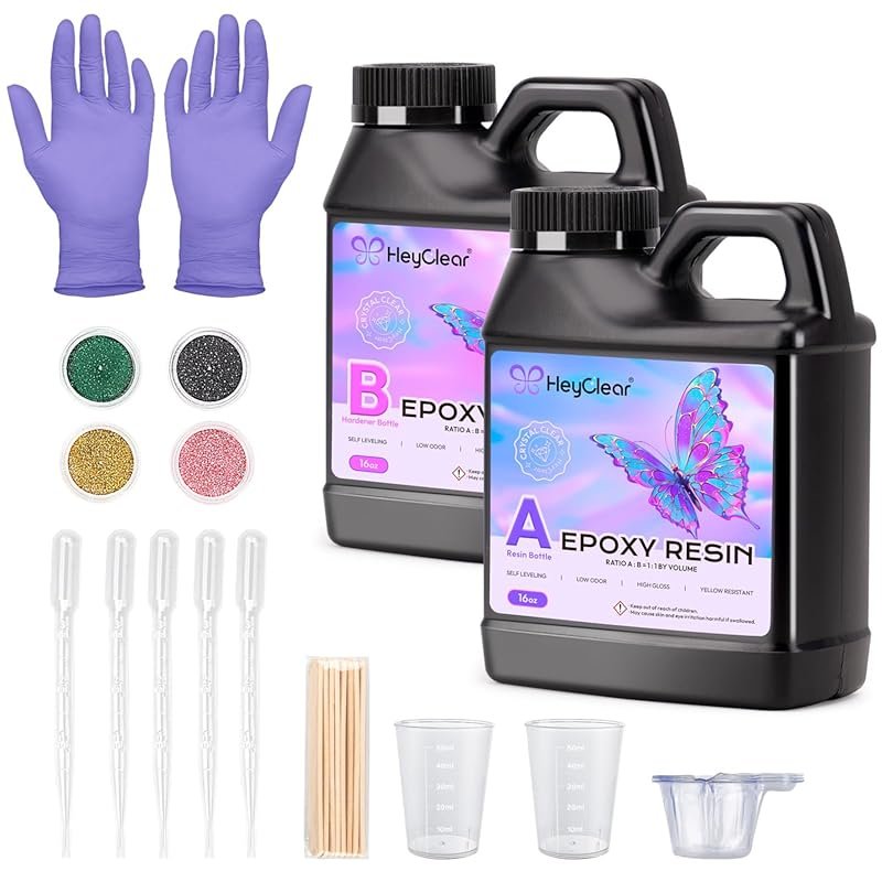 Crystal Clear Epoxy Resin Kit 32 oz, Hard Type for Casting, Coating, J