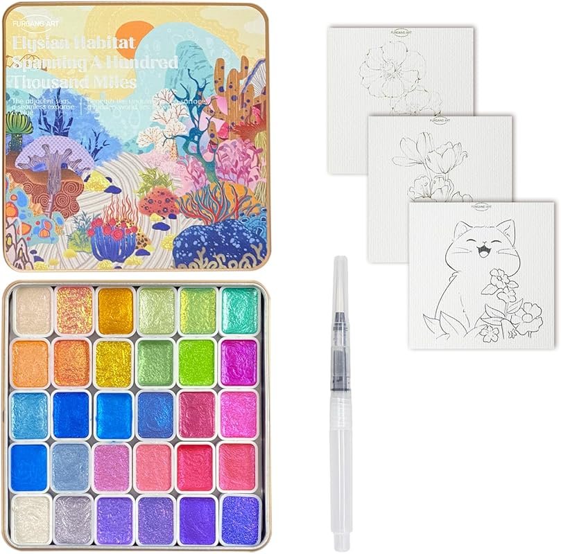 Best Metallic Glitter Watercolor Paint Set for Artists, Includes a Det