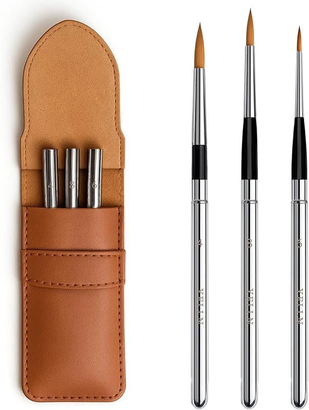 Portable Watercolor Brush Set: Travel Kit with Leather Pouch for Mixed