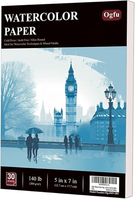 Excellent Cold Press Watercolor Paper, 5x7 inches, 30 Sheets, 140 lb (