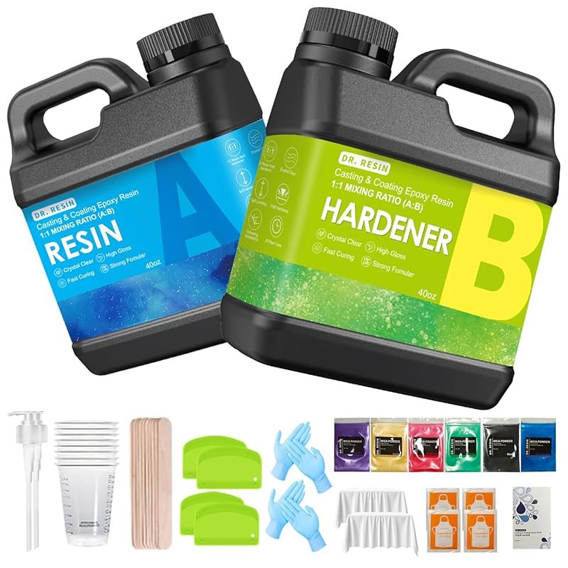 Clear Epoxy Resin Kit 2 Part 80 oz - Self-Leveling, Food Safe, Casting