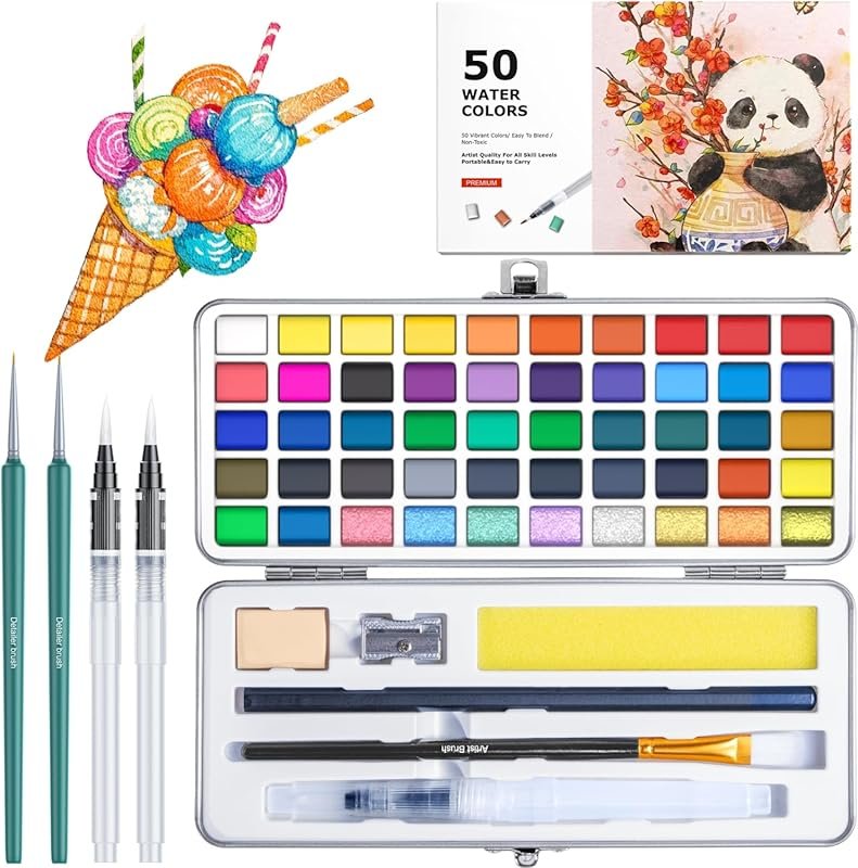 Watercolor Paint Set with 100 Rich Colors,Professional Travel Art Kit 