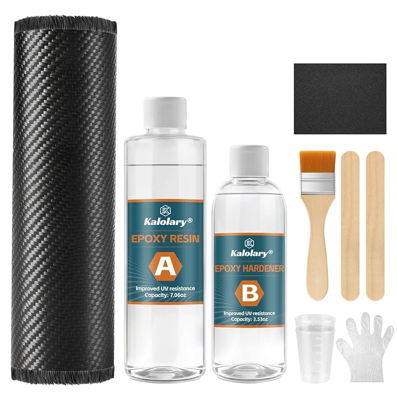 Carbon Fiber Repair Kit with Cloth Roll, Epoxy Resin & Hardener for DI