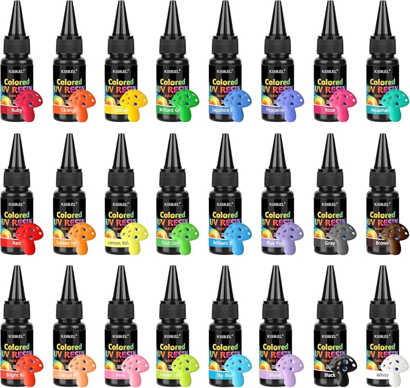 KISREL 24 Opaque Colored UV Resin Kit for Jewelry and Craft Making.