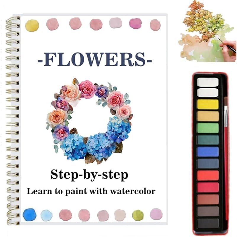 Watercolor Workbooks Coloring Book Easy Nature Scenes Beginner Friendl