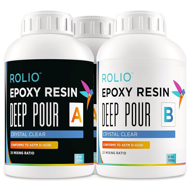 Rolio 51oz Crystal Clear Deep Pour Epoxy Resin: Easy 2:1 Mix, Fast Cur