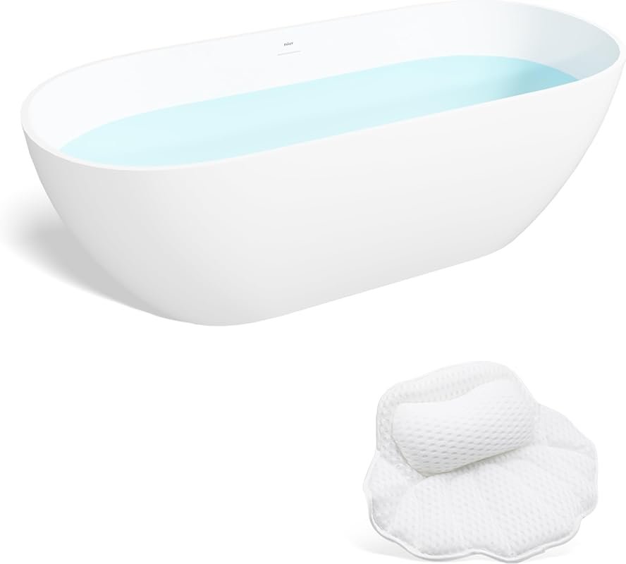 FerdY Fiji 69" Stone Resin Freestanding Bathtub, Classic Oval Shape So