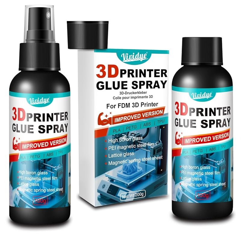 3D Printer Adhesive Glue for PLA, ABS, PETG, and TPU Filaments on Buil