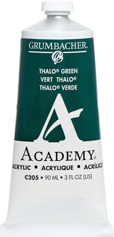 Grumbacher Academy Acrylic Paint in Thalo Green with a Blue Shade, Glo