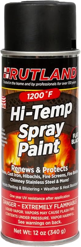 Rutland Products 80 Hi-Temp Spray Paint, Fl Oz , Black, 12