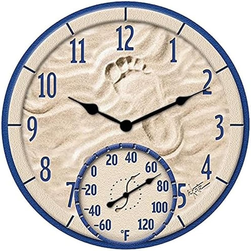 Taylor 14-inch Poly Resin Indoor Outdoor Clock and Thermometer with La