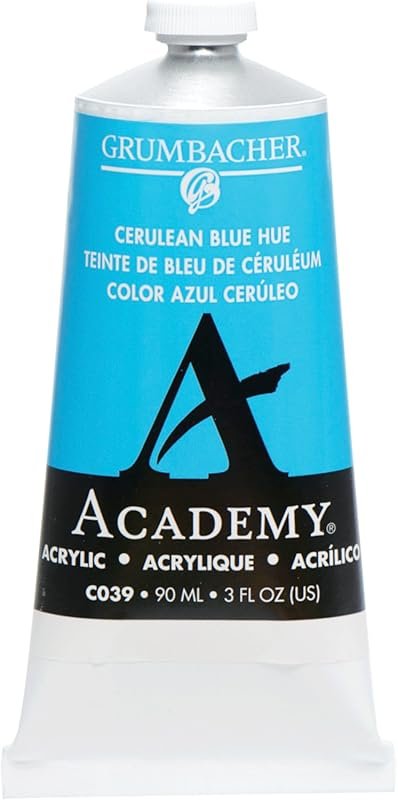 Grumbacher Academy Acrylic Paint, Gloss, 90ml/3 oz Metal Tube, Cerulea