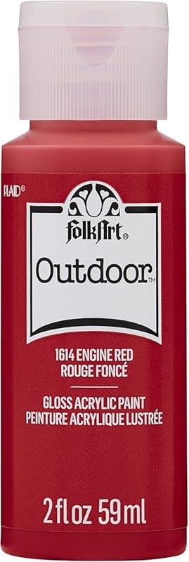 FolkArt Outdoor Acrylic Paint, Engine Red, 2 Ounce, for Weather-Resist